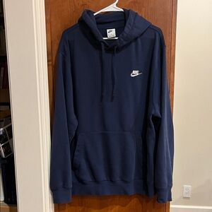 Nike Men's Deep Blue Hoodie with White Emblem